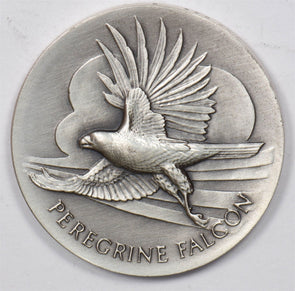 Silver Art Round Peregrine Falcon Sterling Silver Medal 1.004oz U0751