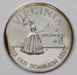 Silver Art Round The10th State Virginia 14.4 Gram Sterling Silver U0722