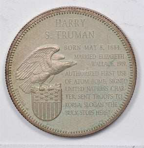 Silver Art Round Harry S Truman Sterling Silver 1oz U0749