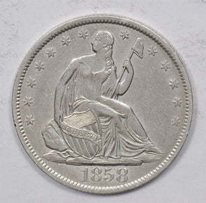 1858-O Seated Liberty Half Dollar 90% silver AU U0765
