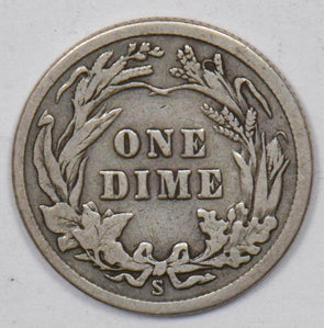 1915-S Barber Dime 90% silver Very Fine U0741
