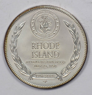 Silver Art Round The Smallest State Rhode Island 14.4 Gram Sterling U0732