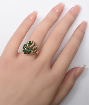 14K Emerald Diamond Ring 5.10g Size 7.5 RG0279