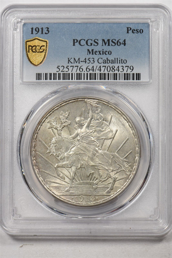 Mexico 1913 1 Peso PCGS MS64 Caballito PC1525 combine shipping