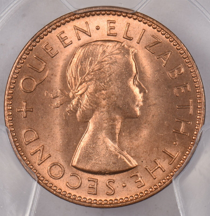 New Zealand 1953 1/2 Penny PCGS MS 65 RED PI0151 combine shipping
