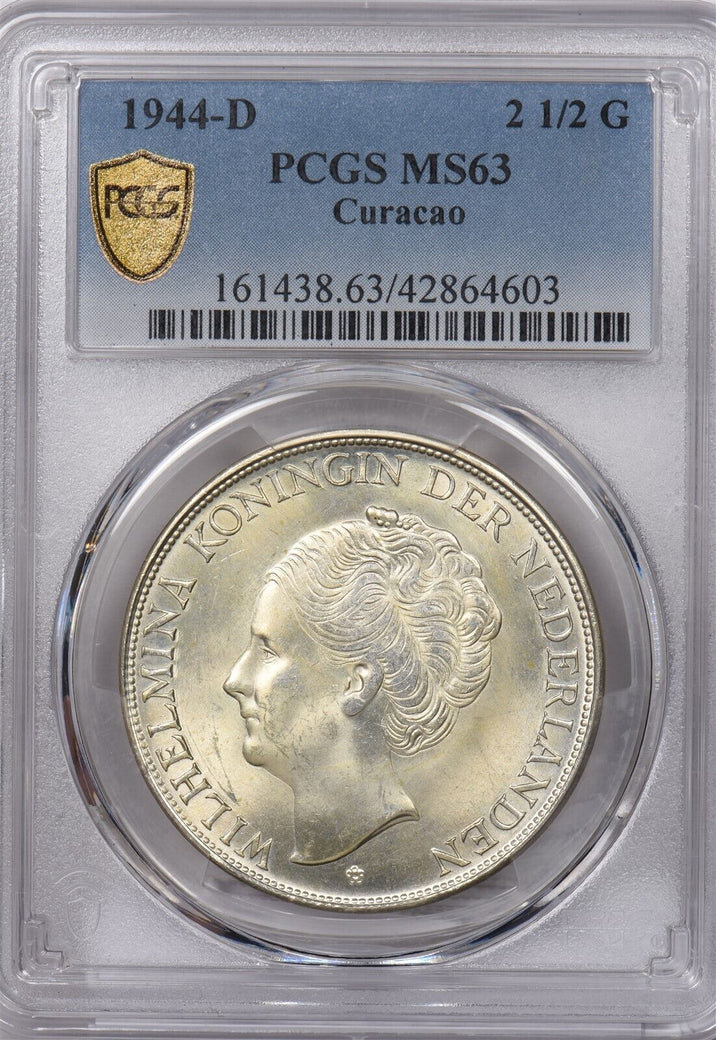 Curacao 1944 D 2 1/2 Gulden PCGS MS 63 PI0111 combine shipping