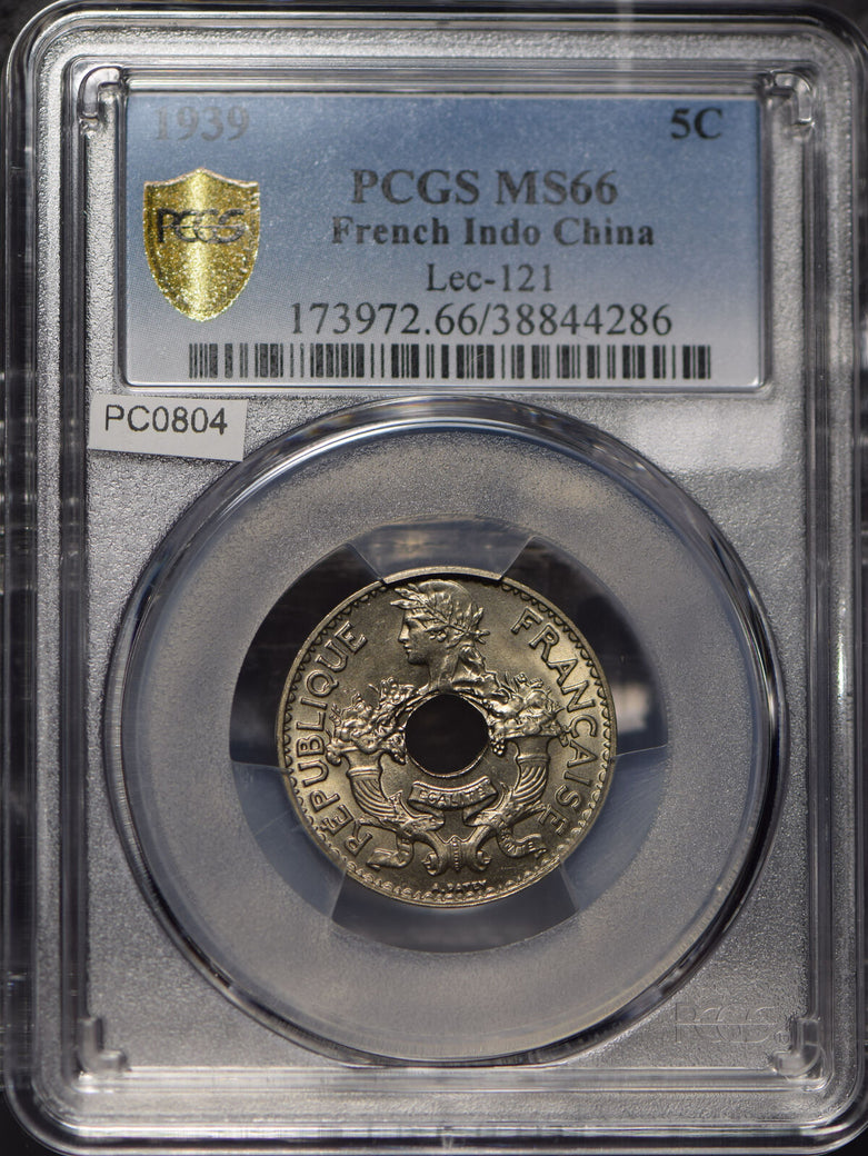 French Indo China 1939 5 Cents PCGS MS66 PC0804* combine shipping<br/><br/>Multi