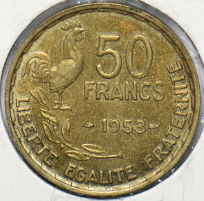 France 1953 50 Francs Rooster animal UNC 294086 combine shipping