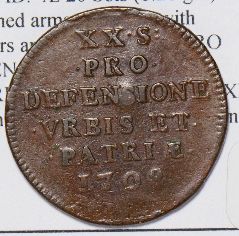 France 1708  20 Sols  siege coinage, Lille F0088 combine shipping