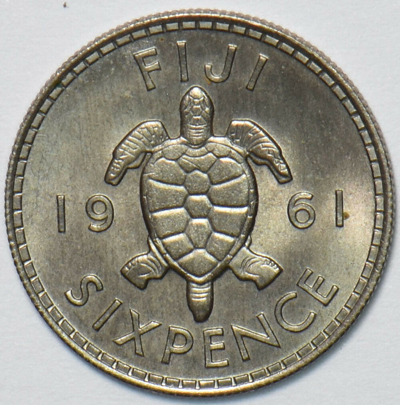 Fiji 1961 6 Pence Turtle animal 195220 combine shipping
