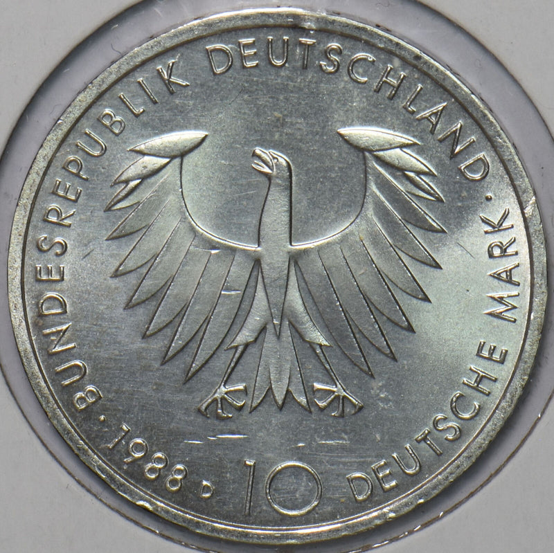 Germany 1988 D 10 Mark Eagle animal Arthur Schopenhauer's 200th birthday 195153