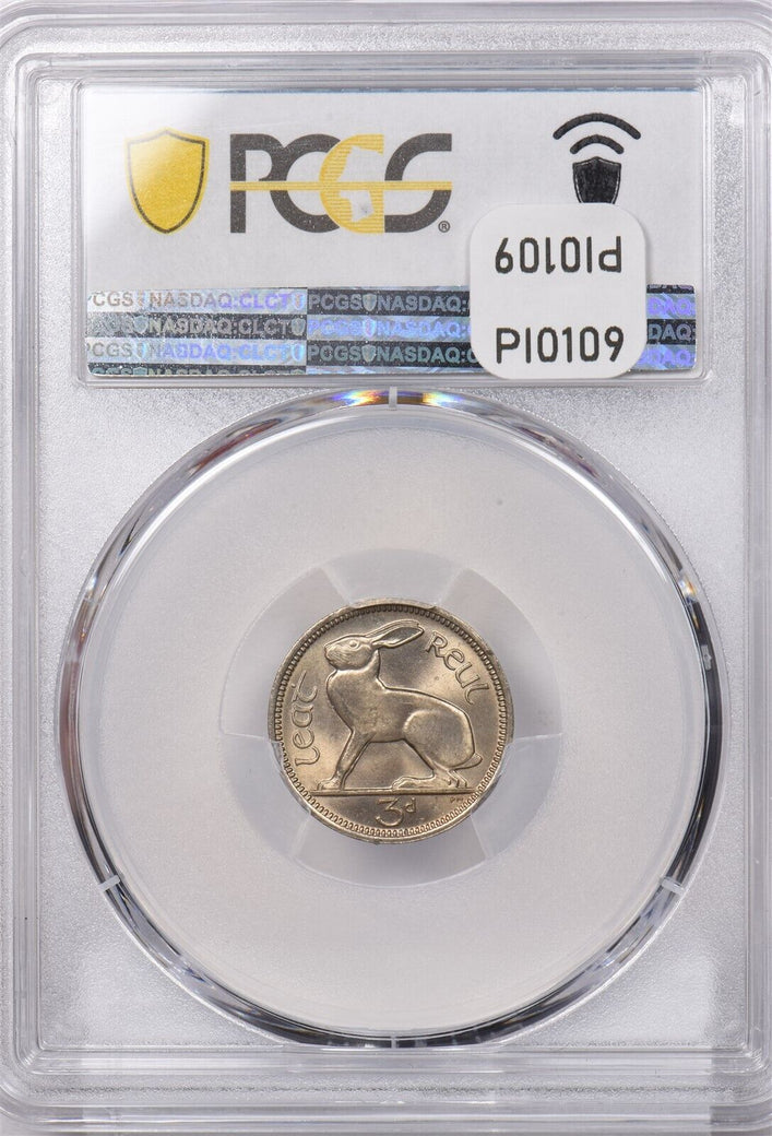 Ireland 1968 3 Pence Hare animal PCGS MS 65 PI0109 combine shipping