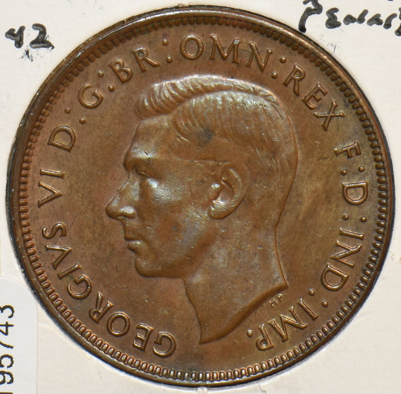 Australia 1942 Penny Kangaroo animal 195743 combine shipping