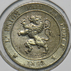 Belgium 1863 5 Centimes Lion animal 195841 combine shipping