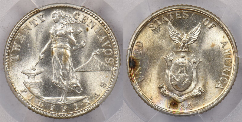 Philippines 1944 D 20 Centavos Eagle animal PCGS MS 65 PI0161 combine shipping