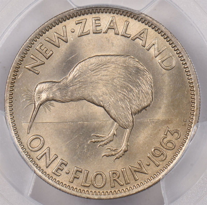 New Zealand 1963 Florin Kiwi Bird animal PCGS MS 65 PI0136 combine shipping