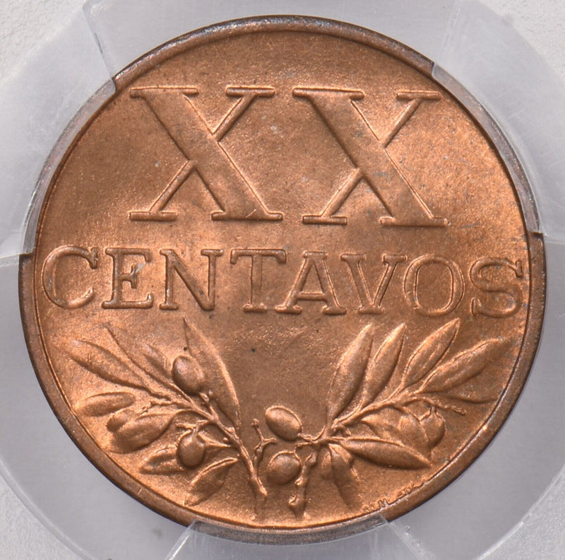 Portugal 1960 20 Centavos PCGS MS 65 RED PI0074 combine shipping