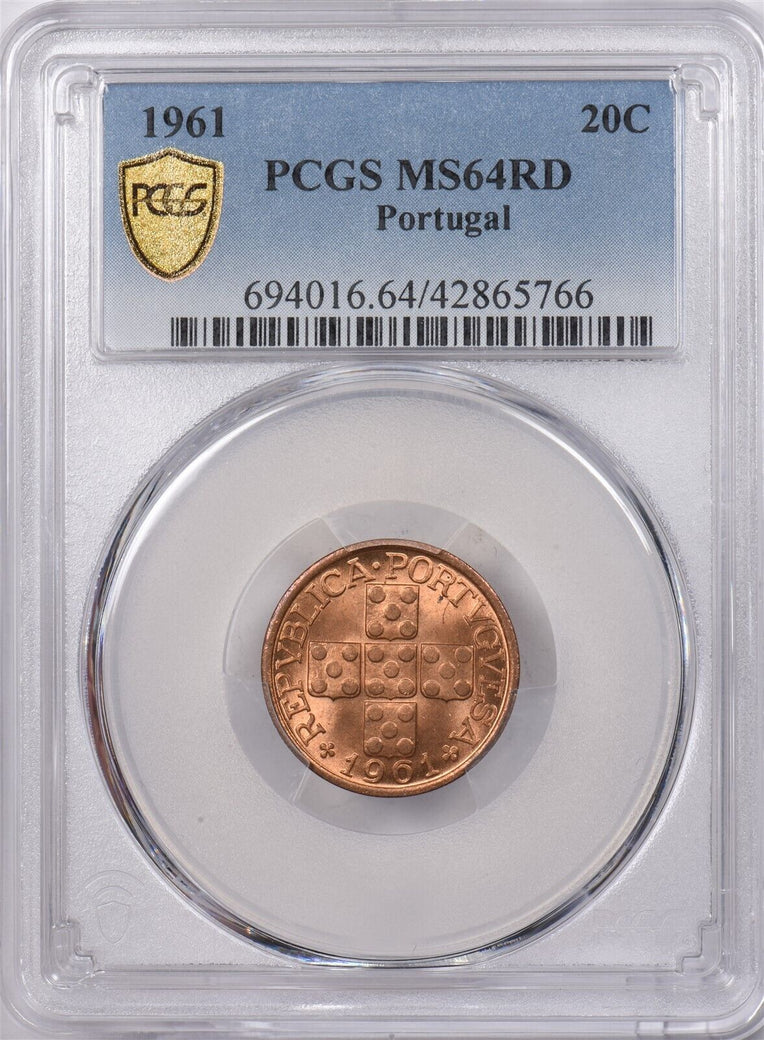 Portugal 1961 20 Centavos PCGS MS 64 RED PI0215 combine shipping