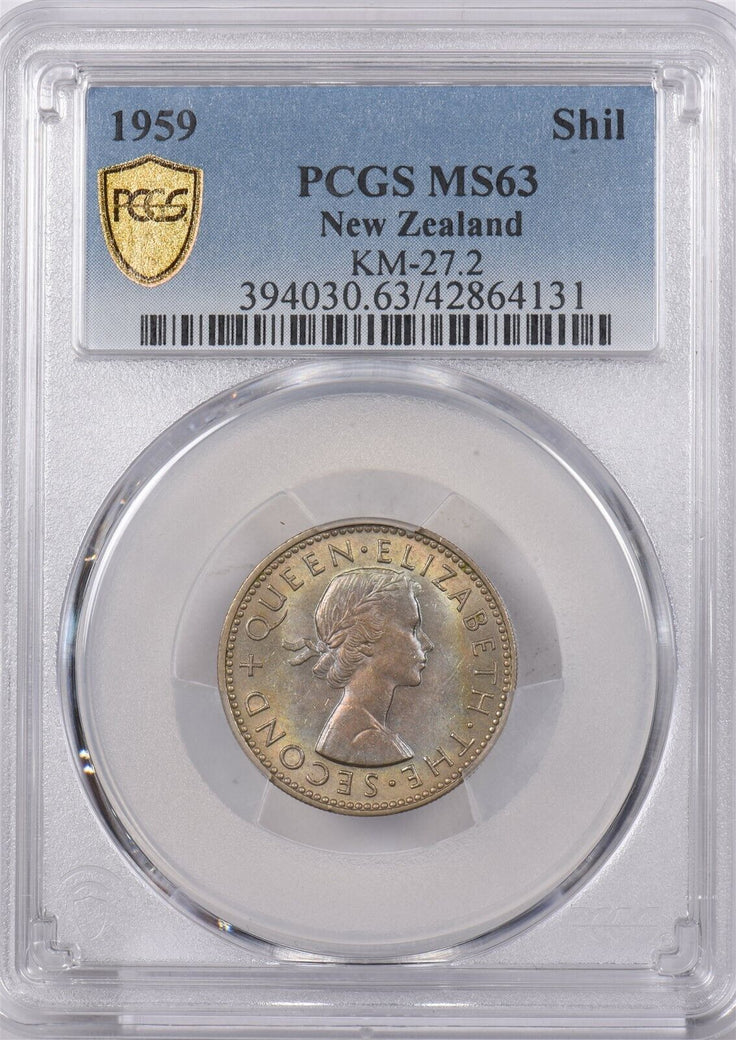 New Zealand 1959 Shilling PCGS MS 63 KM-27.2 PI0135 combine shipping
