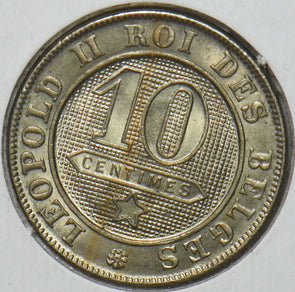 Belgium 1898 FR 10 Centimes Lion animal Ch BU KM 42 491055 combine shipping