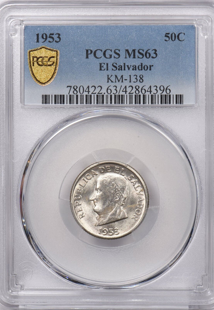 El Salvador 1953 50 Centavos PCGS MS 63 KM-138 PI0072 combine shipping