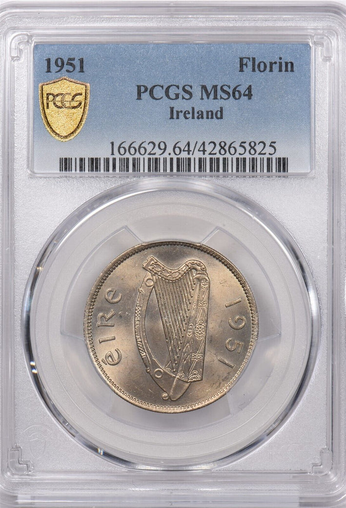 Ireland 1951 Florin Salmon animal PCGS MS 64 PI0067 combine shipping