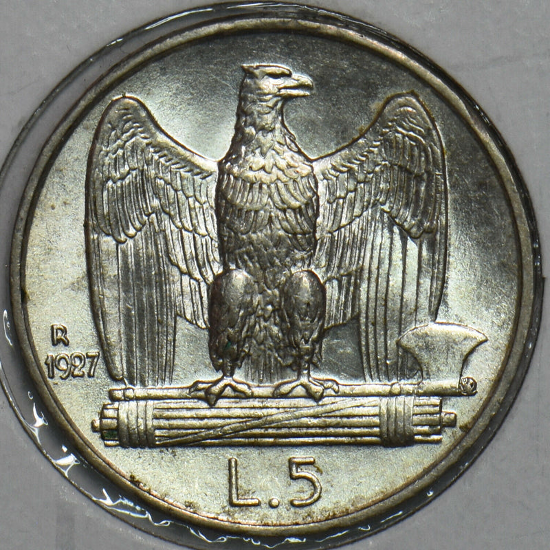 Italy 1927 5 Lire Eagle animal 491042 combine shipping