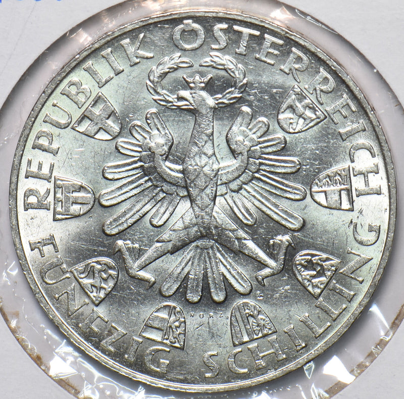 Austria 1959 KM 2888 50 Schilling Eagle animal UNC 293900 combine shipping