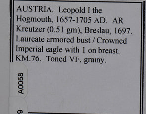Austria 1697  Kreutzer  leopold hogmouth A0058 combine shipping