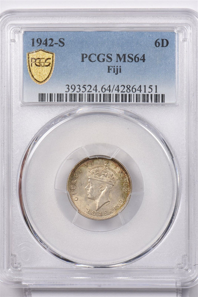 Fiji 1942 S 6 Pence Turtle animal PCGS MS 64 PI0129 combine shipping