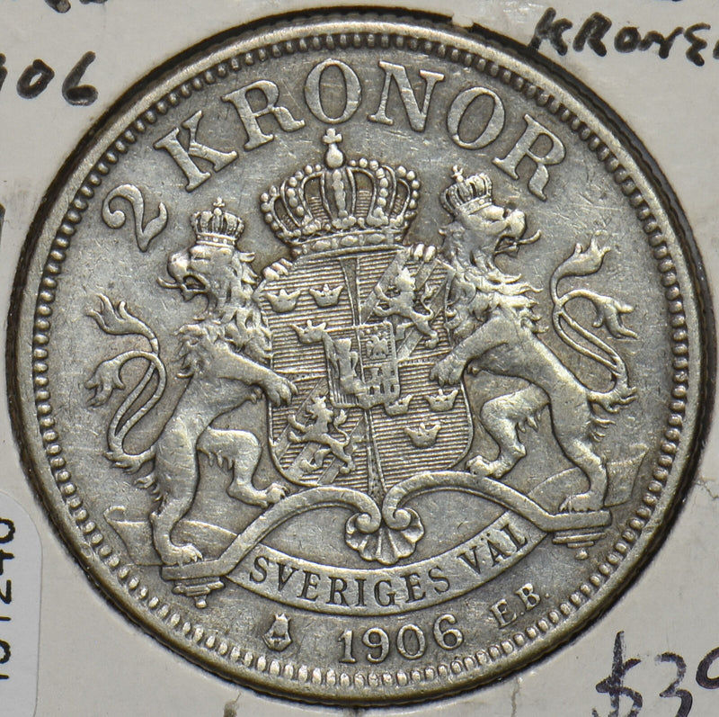 Sweden 1906 2 Kronor 491246 combine shipping