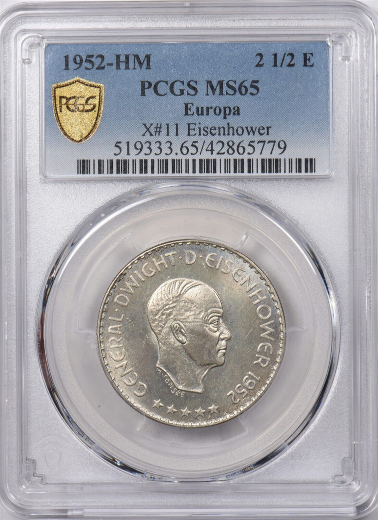Germany 1952 HM 2 1/2 Europinos PCGS MS 65 Eisenhower X#11 PI0206 combine shippi