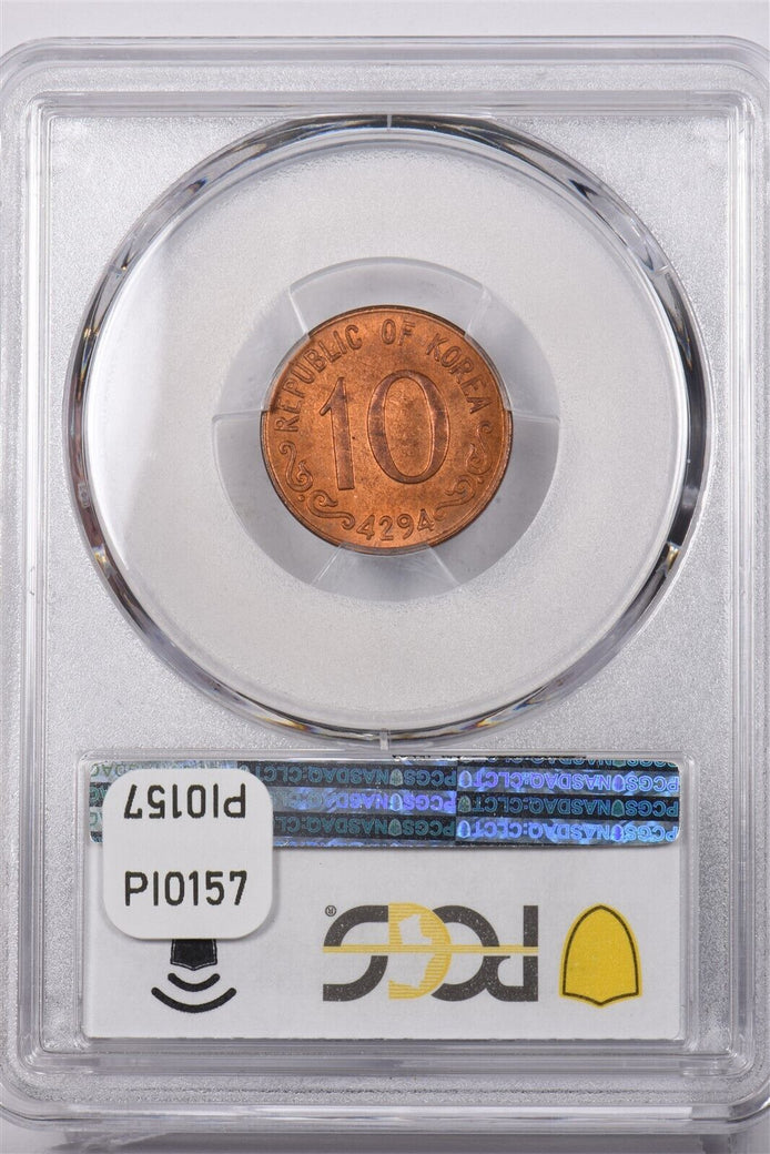 South Korea 1961 KE 4294 10 Hwan PCGS MS 64 RED BROWN PI0157 combine shipping