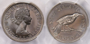 New Zealand 1965 6 Pence Huia bird animal PCGS PL 66 PI0163 combine shipping