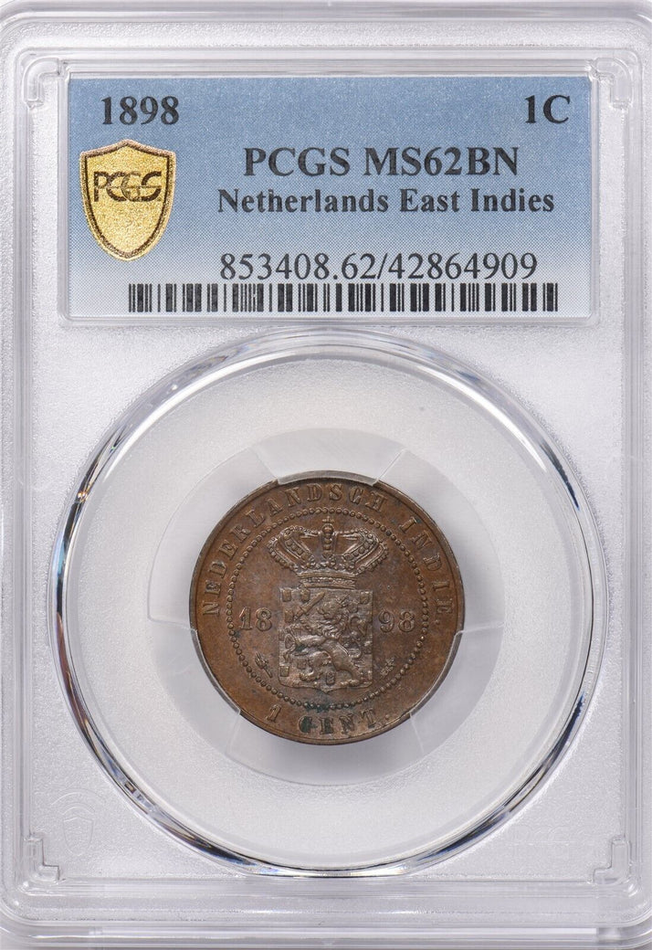 Netherlands East Indies 1898 Cent PCGS MS 62 BROWN PI0098 combine shipping