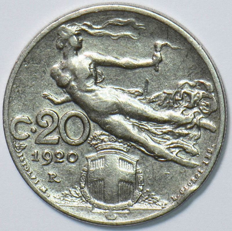 Italy 1920 R 20 Centesimi naked woman 295374 combine shipping