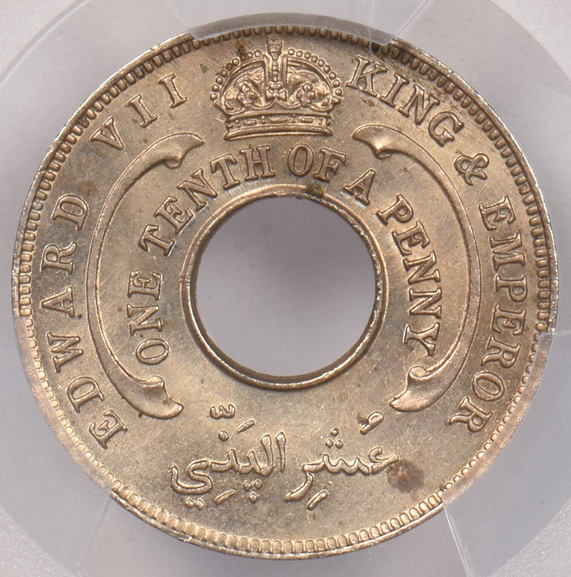 British West Africa 1908 1/10 Penny PCGS MS 63 KM-3 Copper-Nickle PI0021 combine