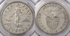 Philippines 1909 S Peso Eagle animal PCGS AU 50 PC1400 combine shipping