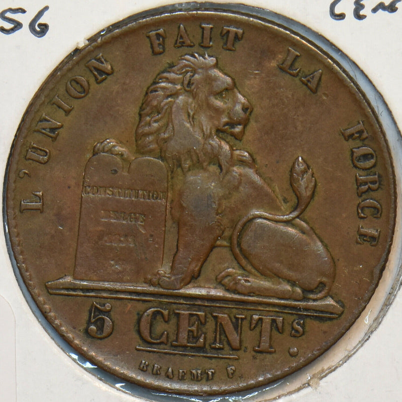 Belgium 1856 5 Centimes Lion animal 297043 combine shipping