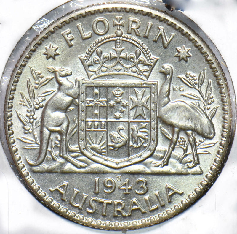 Australia 1943 Florin Kangaroo animal Ostrich Georgivs VI 293311 combine shippin