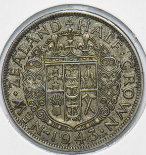 New Zealand 1943 Silver 1/2 Crown Ram animal George VI 192473 combine shipping