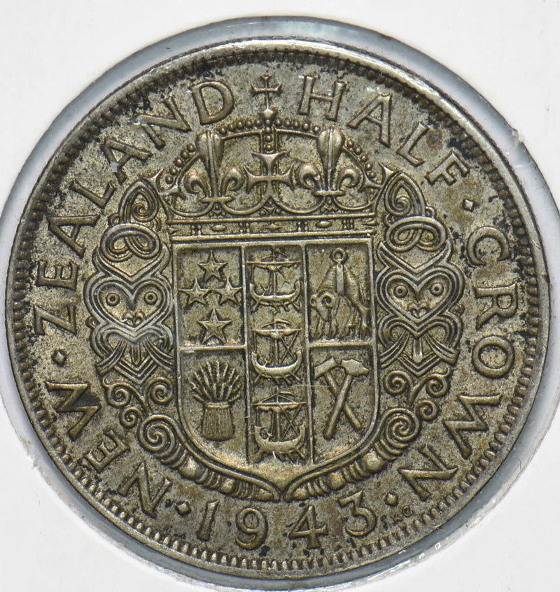 New Zealand 1943 Silver 1/2 Crown Ram animal George VI 192473 combine shipping
