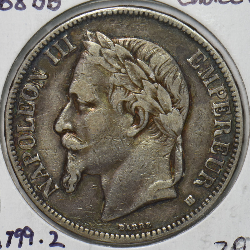 France 1868 BB 5 Francs KM 799.2 491068 combine shipping