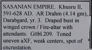 Sasanian 591 ~628AD Dirahm  Khusru II AN0015 combine shipping