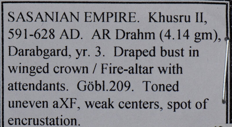 Sasanian 591 ~628AD Dirahm  Khusru II AN0015 combine shipping