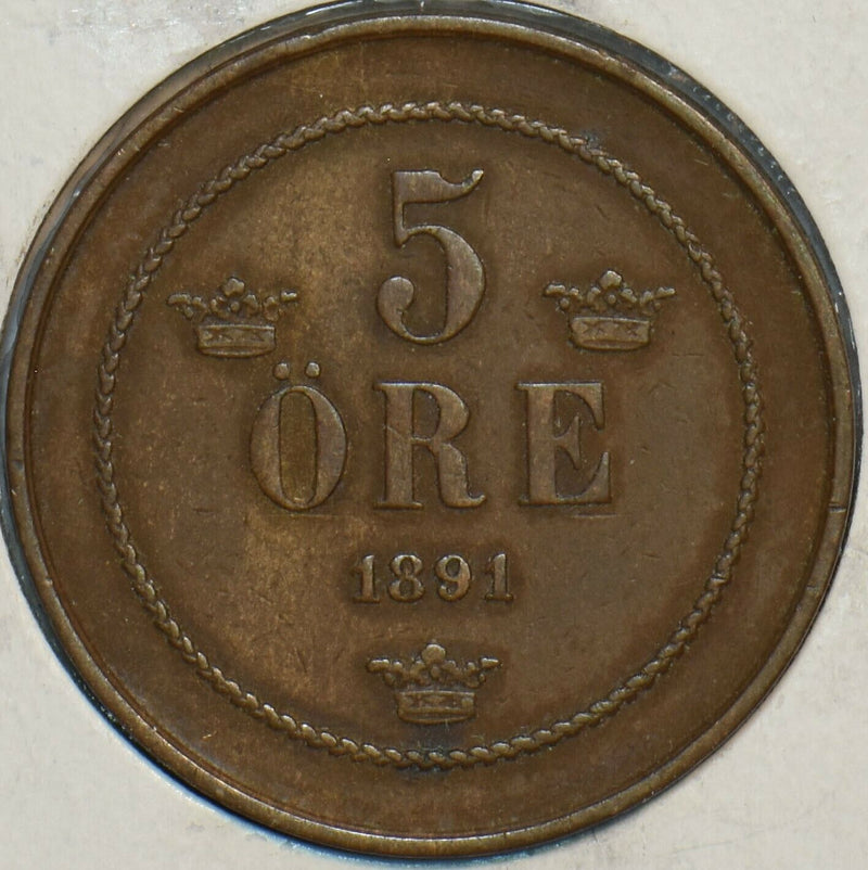 Sweden 1891 5 Ore 296904 combine shipping