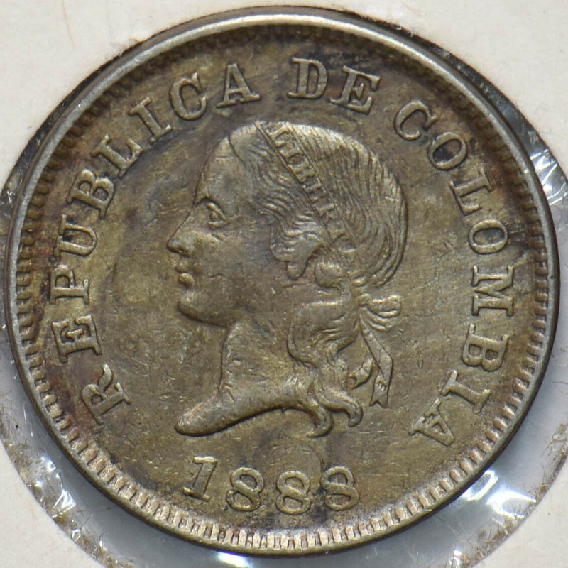 Colombia 1888 5 Centavos Copper-Nickel 293515 combine shipping
