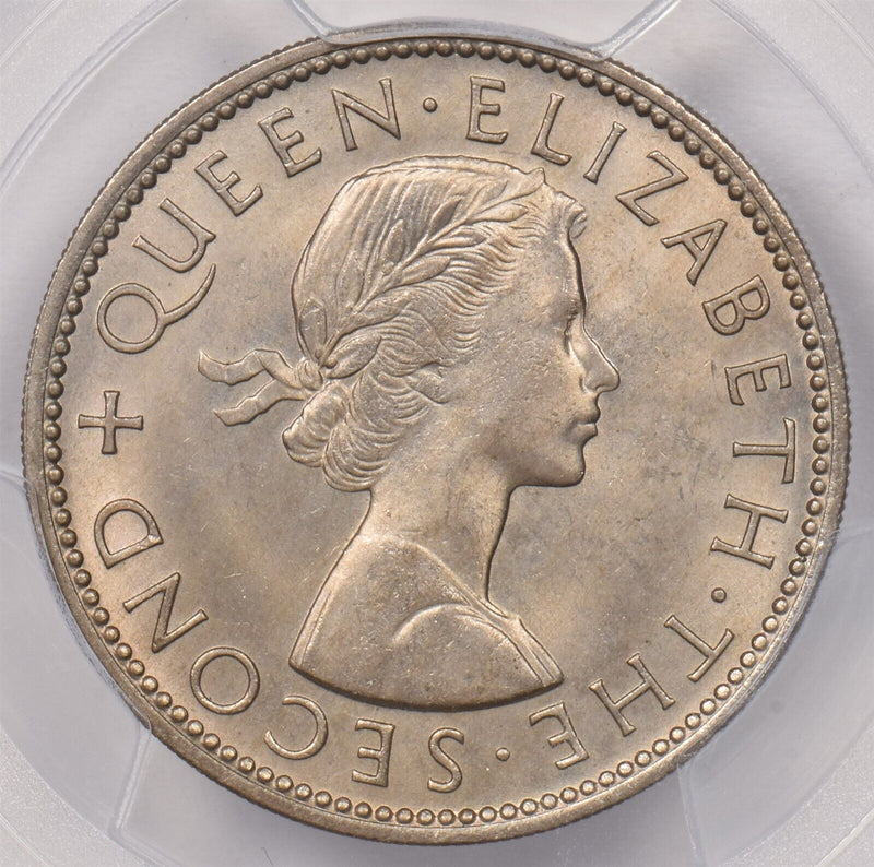 New Zealand 1963 Florin Kiwi Bird animal PCGS Genuine Environmental Damage-UNC D