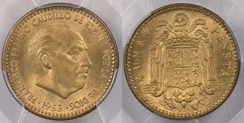 Spain 1953 Peseta PCGS MS 64 1956 PI0188 combine shipping