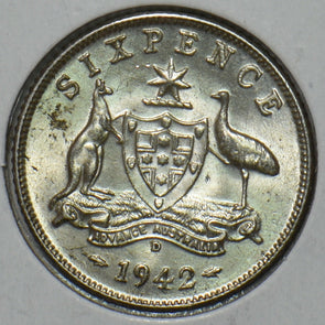 Australia 1942 D 6 Pence Kangaroo animal Emu 195683 combine shipping